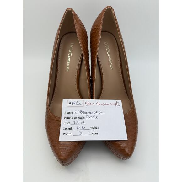 BCBGeneration Penni Camel Brown Close Point Snakeskin 4/5" Heels Shoes Size 7.5M - Picture 9 of 9